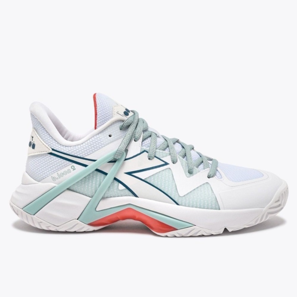 Diadora Women's B.Icon 2 AG White/Surf Spray/Legion Blue Colorway Tennis Shoe 9